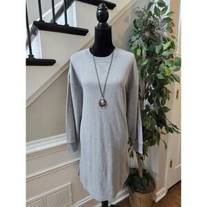 Old Navy Sweatshirt Dress L Heather Gray Cotton Crew Neck Drop Shoulder Pullover